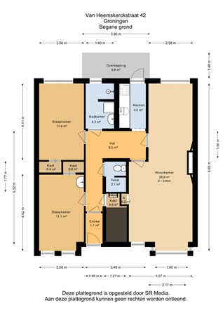 Floorplan - Van Heemskerckstraat 42, 9726 GM Groningen